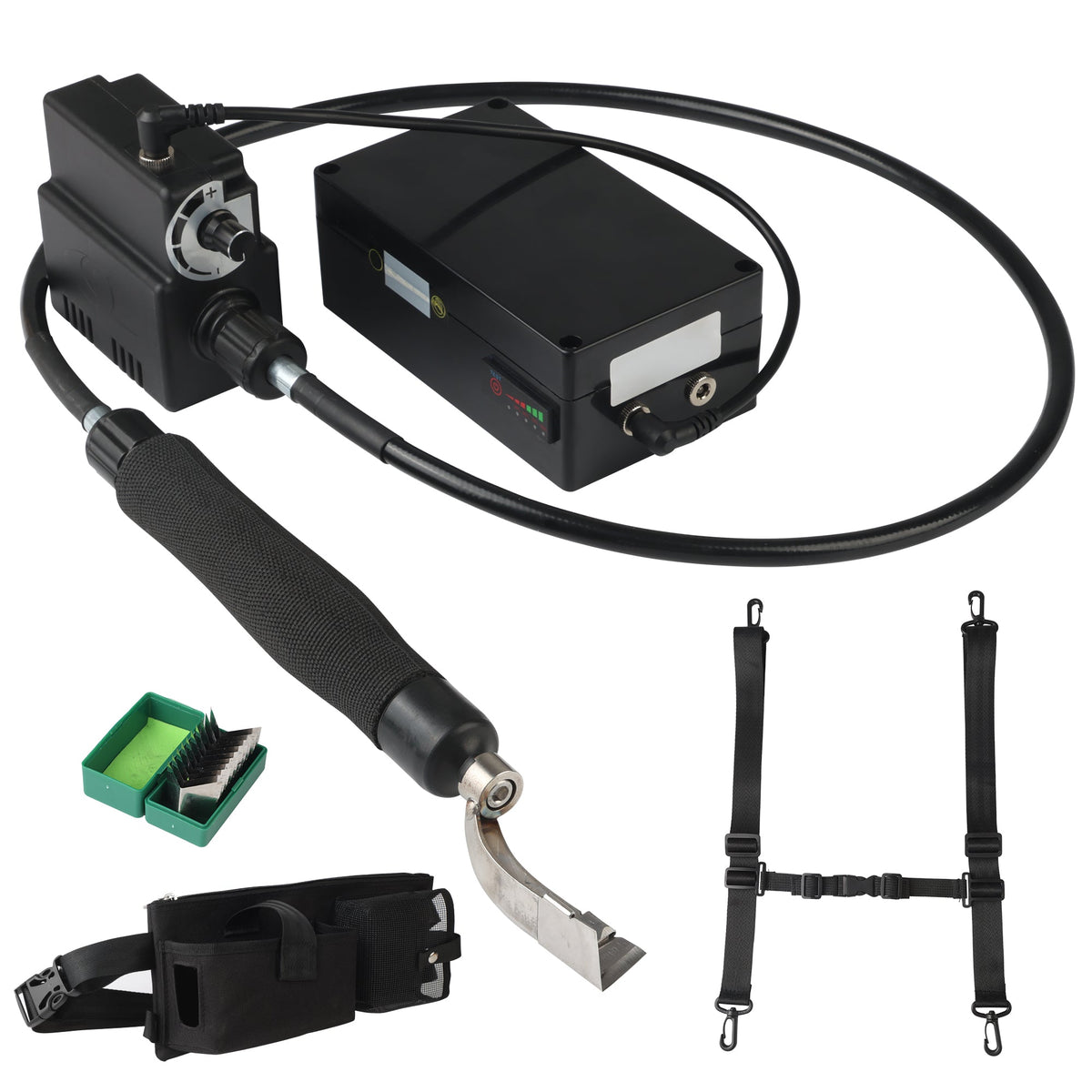 YONTYEQ Electric Rubber Tapping Knife Kit - full kit front view