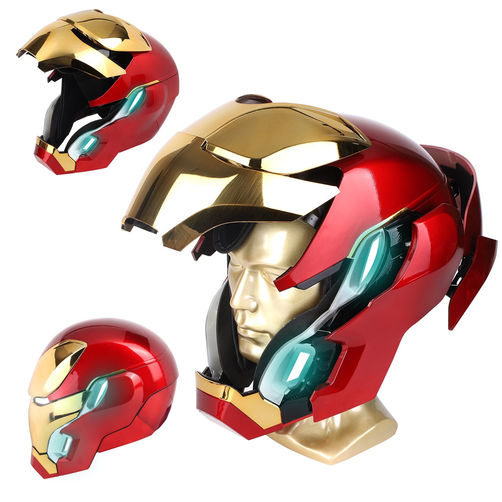 YONTYEQ Iron Hero MK 50 helmet red gold armor display view