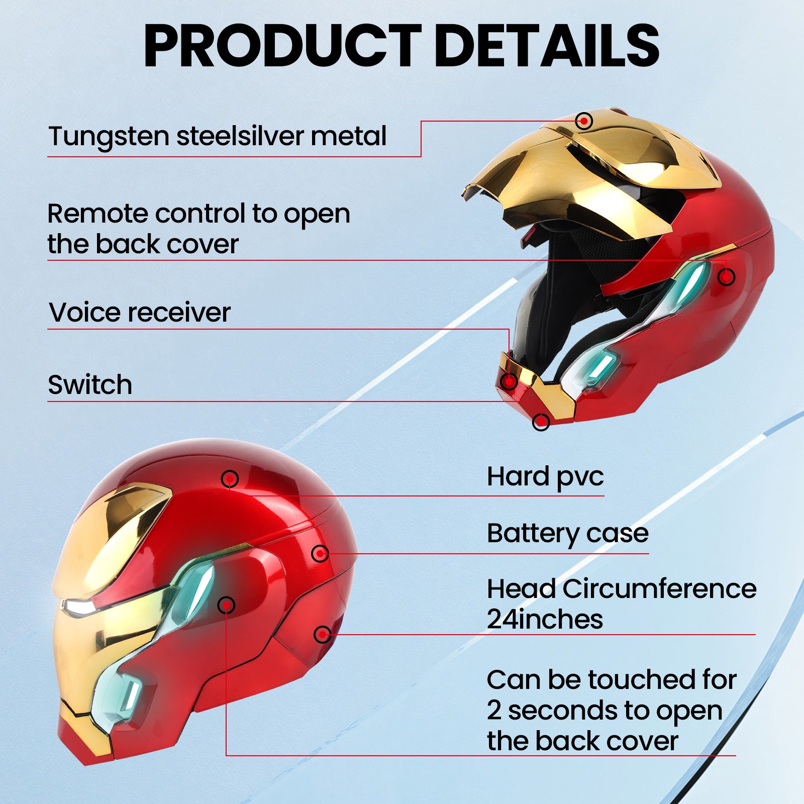 YONTYEQ Iron Hero MK 50 cosplay helmet worn display example