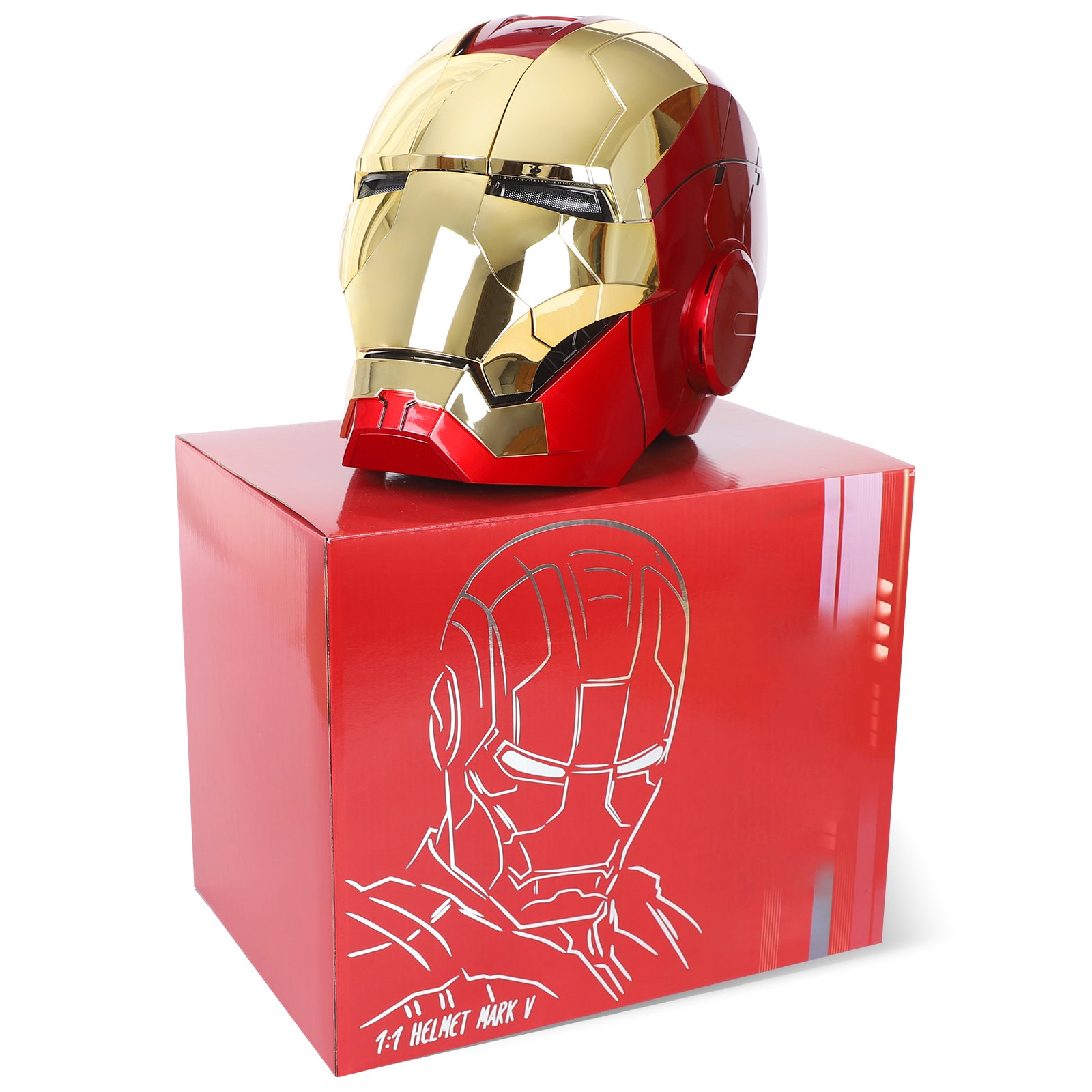 YONTYEQ Iron-Man MK 5 Electronic Helmet: Voice & Remote Controlled, LED Eyes & Sound Effects, Perfect Super Hero Movie Prop for Kids and Adults