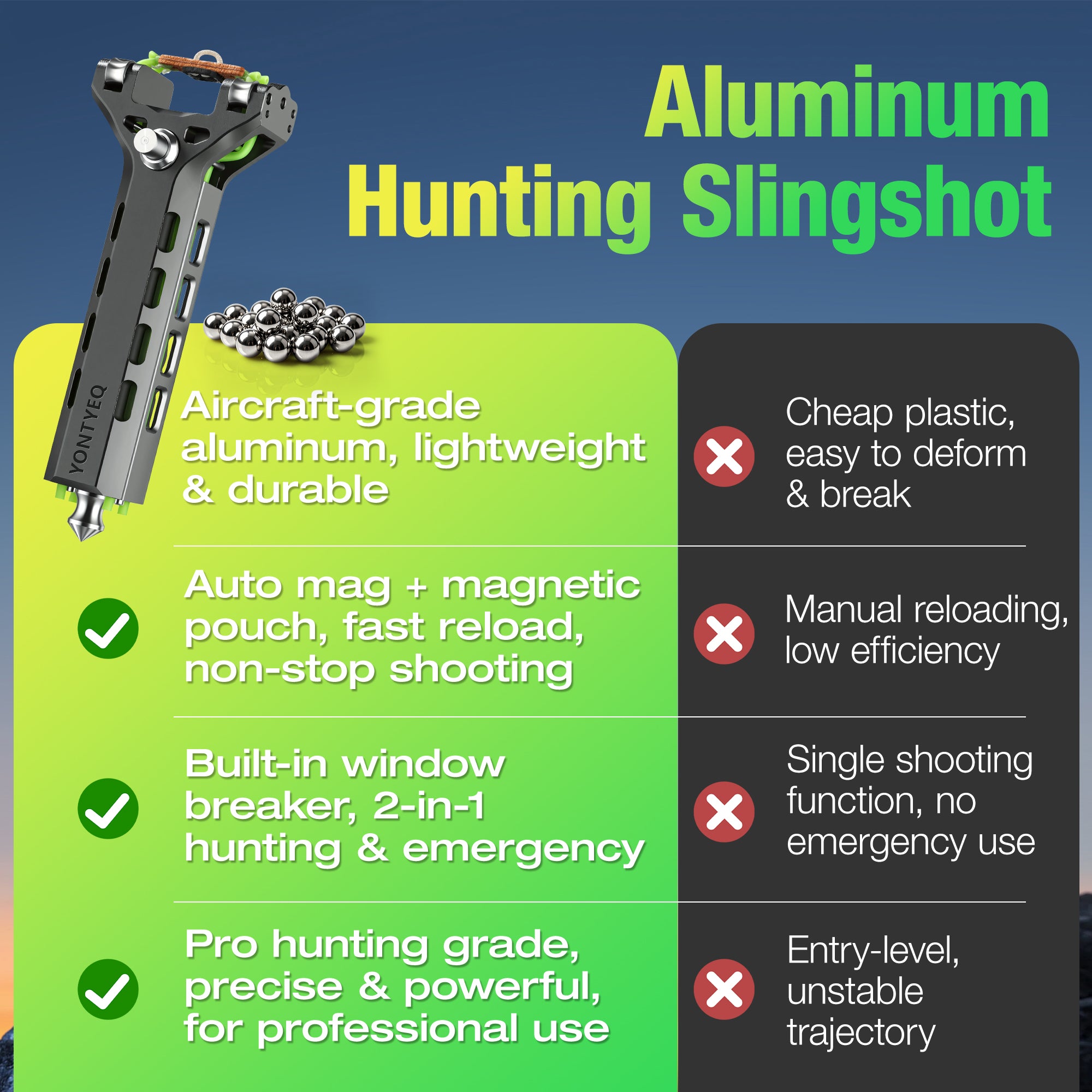 YONTYEQ aluminum slingshot kit for outdoor target practice