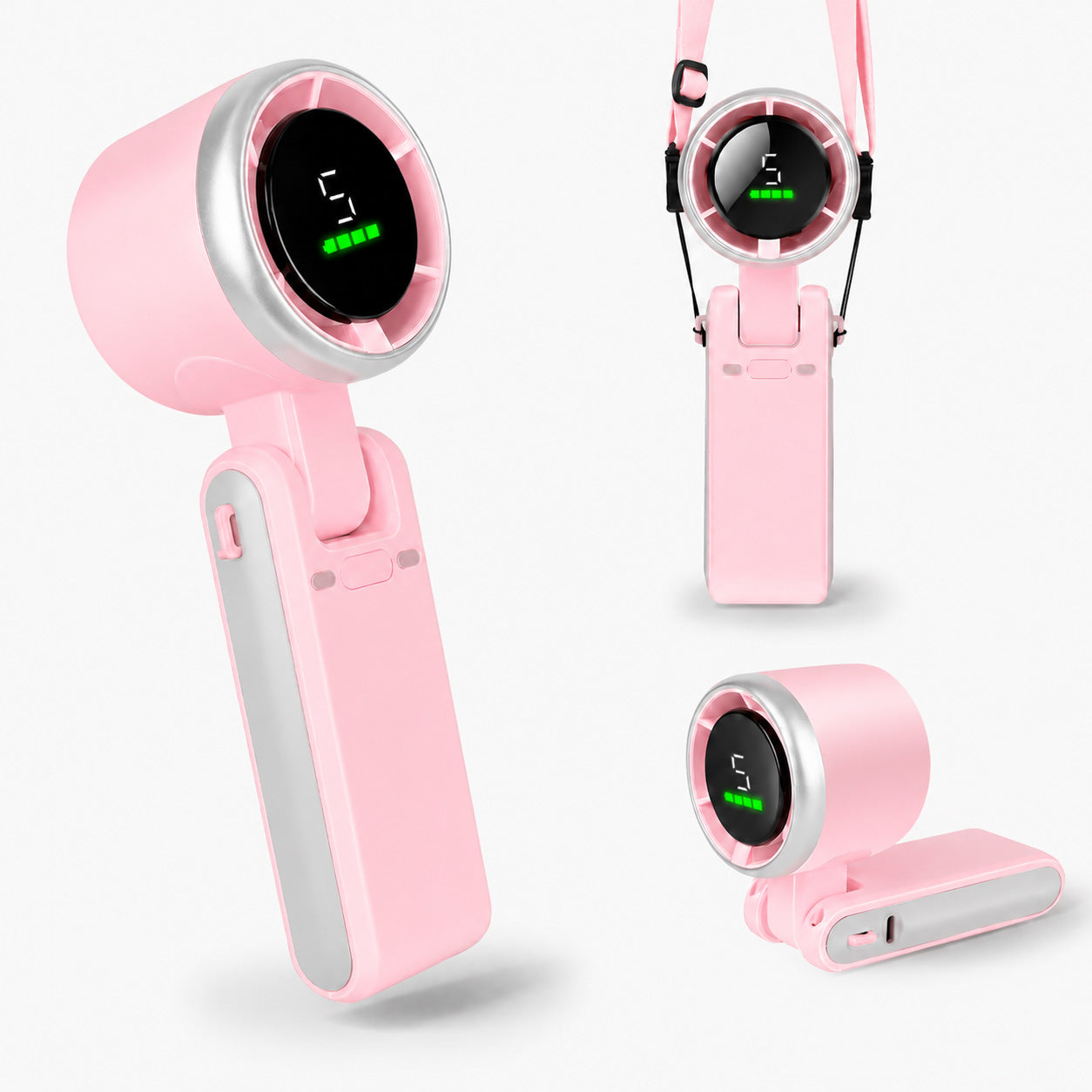 YONTYEQ pink portable handheld turbo fan with USB-C rechargeable battery
