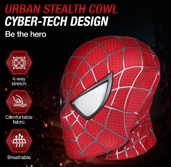 Spider-Man-inspired breathable red web cosplay mask