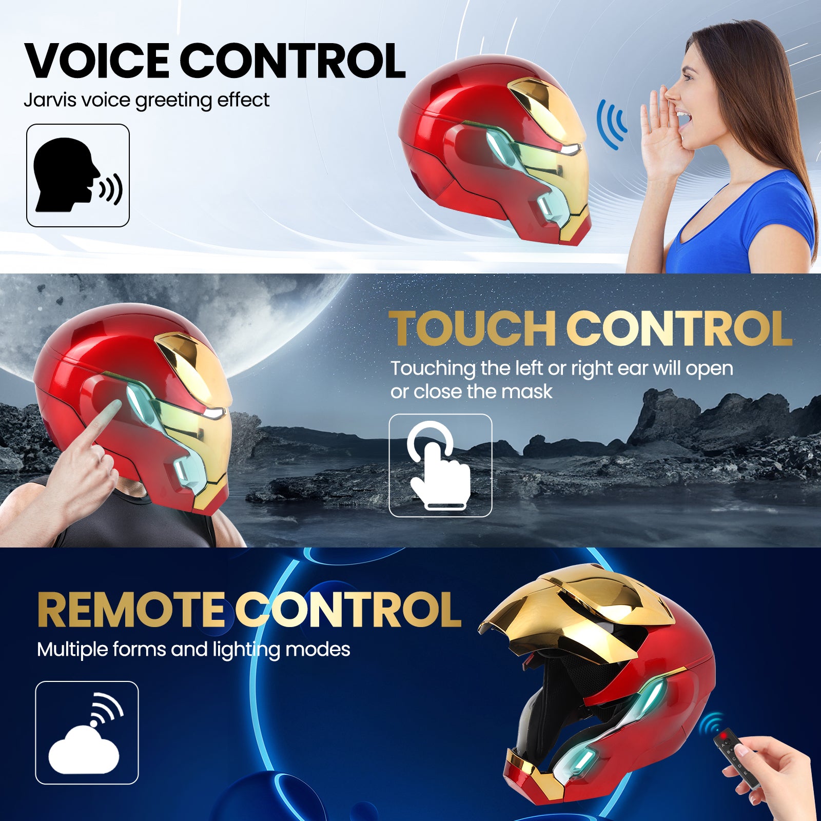 YONTYEQ Iron Hero MK 50 voice control cosplay helmet side detail