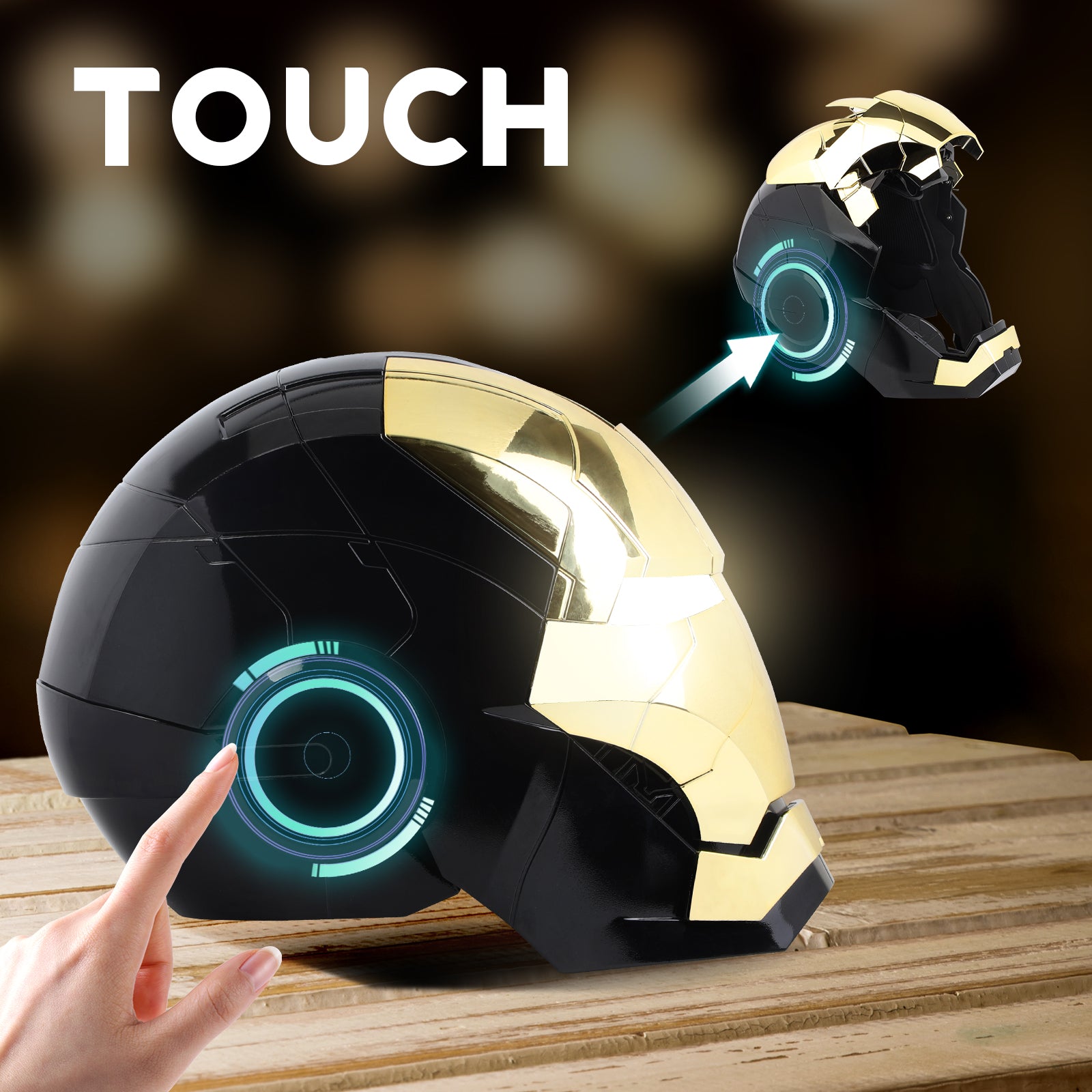 YONTYEQ Smart Iron Hero MK Helmet – mask open view