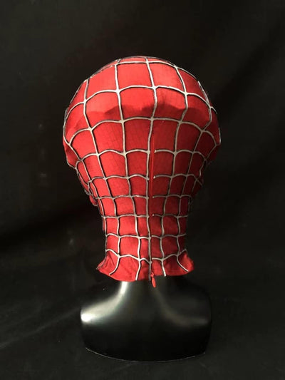YONTYEQ red web mask helmet on stand display collectible