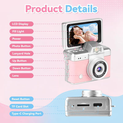 YONTYEQ Pink mini keychain digital camera detail image 5