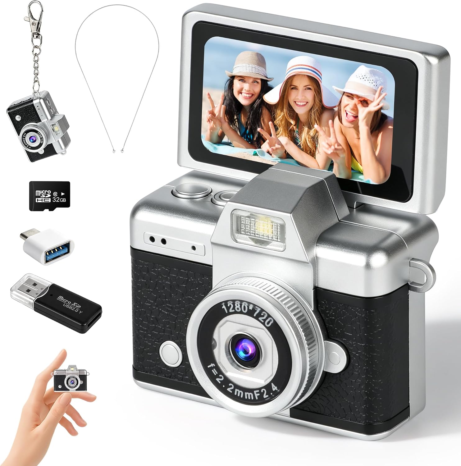YONTYEQ Black mini keychain digital camera main product image