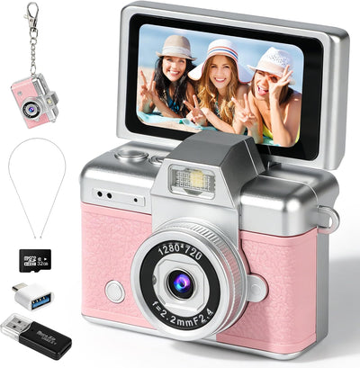 YONTYEQ Pink mini keychain digital camera main product image
