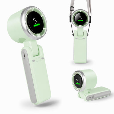 YONTYEQ green portable handheld turbo fan for camping and outdoor use